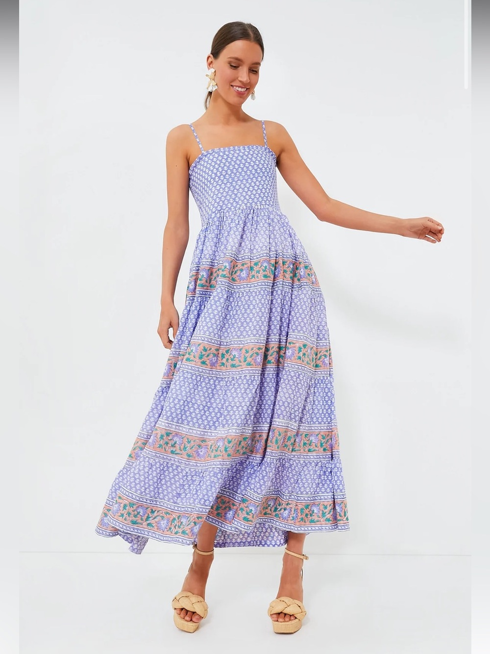 Oliphant Campania Peri Smocked Back Maxi Dress | Oliphant